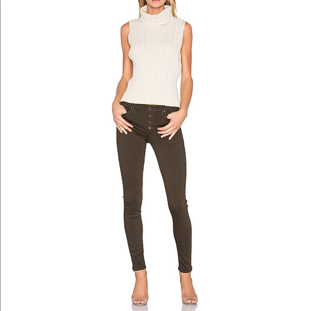 Black Orchid green Button fly skinny jeans